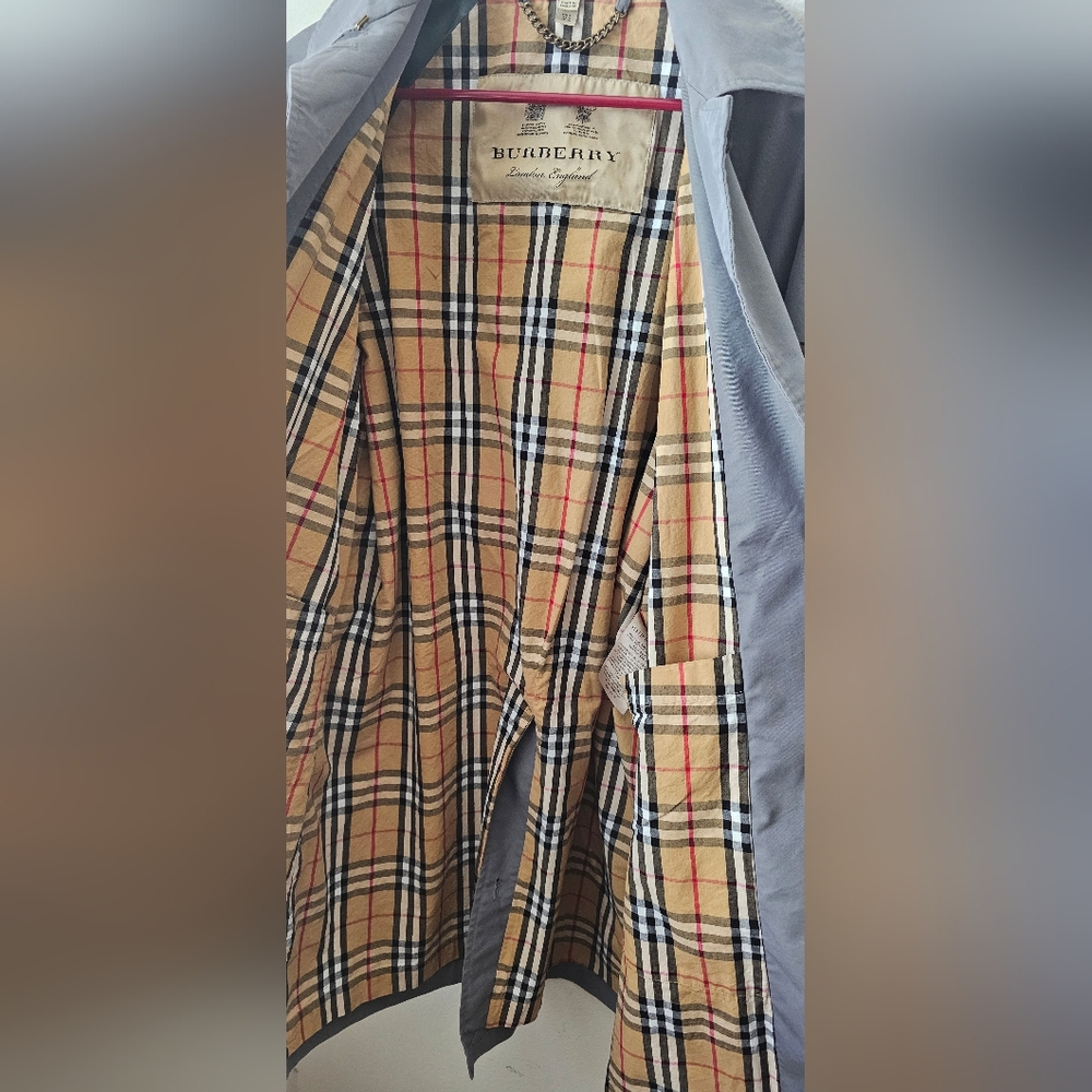 Burberry Blue Grey Trench Coat women's size 4 - Picture 3 of 9